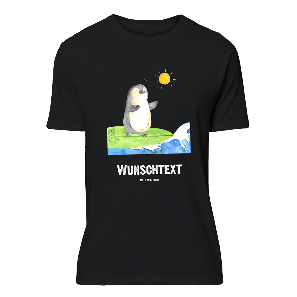 Personalisiertes T-Shirt Pinguin Surfer T-Shirt Personalisiert, T-Shirt mit Namen, T-Shirt mit Aufruck, Männer, Frauen, Wunschtext, Bedrucken, Pinguin, Pinguine, surfen, Surfer, Hawaii, Urlaub, Wellen, Wellen reiten, Portugal