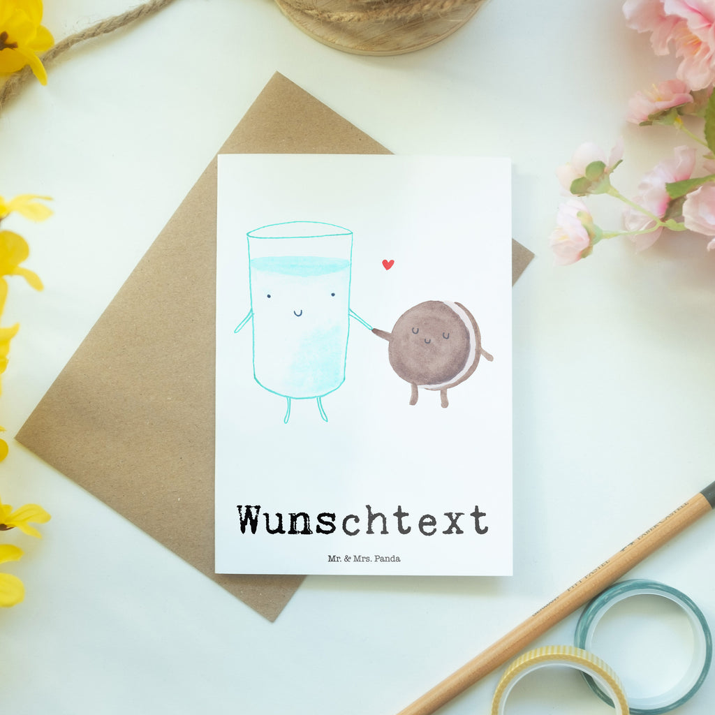 Personalisierte Grußkarte Milch & Keks Personalisierte Grußkarte, Personalisiertere Klappkarte, Personalisierte Einladungskarte, Personalisierte Glückwunschkarte, Personalisierte Hochzeitskarte, Personalisierte Geburtstagskarte, Grußkarte mit Namen, Grußkarte selber drucken, Grußkarte selbst gestalten, Grußkarte mit persönlichen Nachrichten, Grußkarte als Geldgeschenk, Grußkarten personalisiert, Personalisierte Karte, Tiermotive, Gute Laune, lustige Sprüche, Tiere, Milk, Cookie, Milch, Keks, Kekse, Kaffee, Einladung Frühstück, Motiv süß, romantisch, perfektes Paar