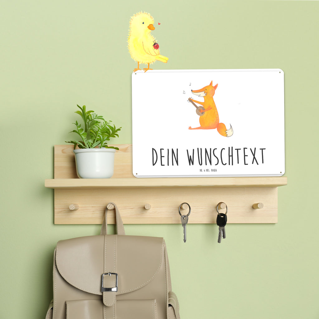 Personalisiertes Blechschild Fuchs Gitarre Blechschild, Metallschild, Geschenk Schild, Schild, Magnet-Metall-Schild, Deko Schild, Wandschild, Wand-Dekoration, Türschild, Fuchs, Füchse, Geschenk Musiker, Musik Spruch, Musikerin, Sänger, Sängerin, Gitarre