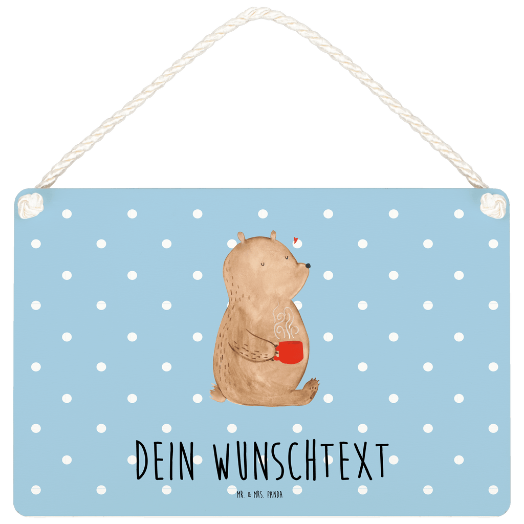 Personalisiertes Deko Schild Bär Kaffee Dekoschild, Deko Schild, Schild, Tür Schild, Türschild, Holzschild, Wandschild, Wanddeko, Bär, Teddy, Teddybär, Kaffee, Coffee, Bären, guten Morgen, Morgenroutine, Welt erobern, Welt retten, Motivation