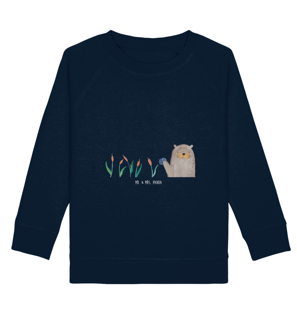 Organic Kinder Pullover Otter mit Stein Kinder Pullover, Kinder Sweatshirt, Jungen, Mädchen, Otter, Fischotter, Seeotter, Otter Seeotter See Otter