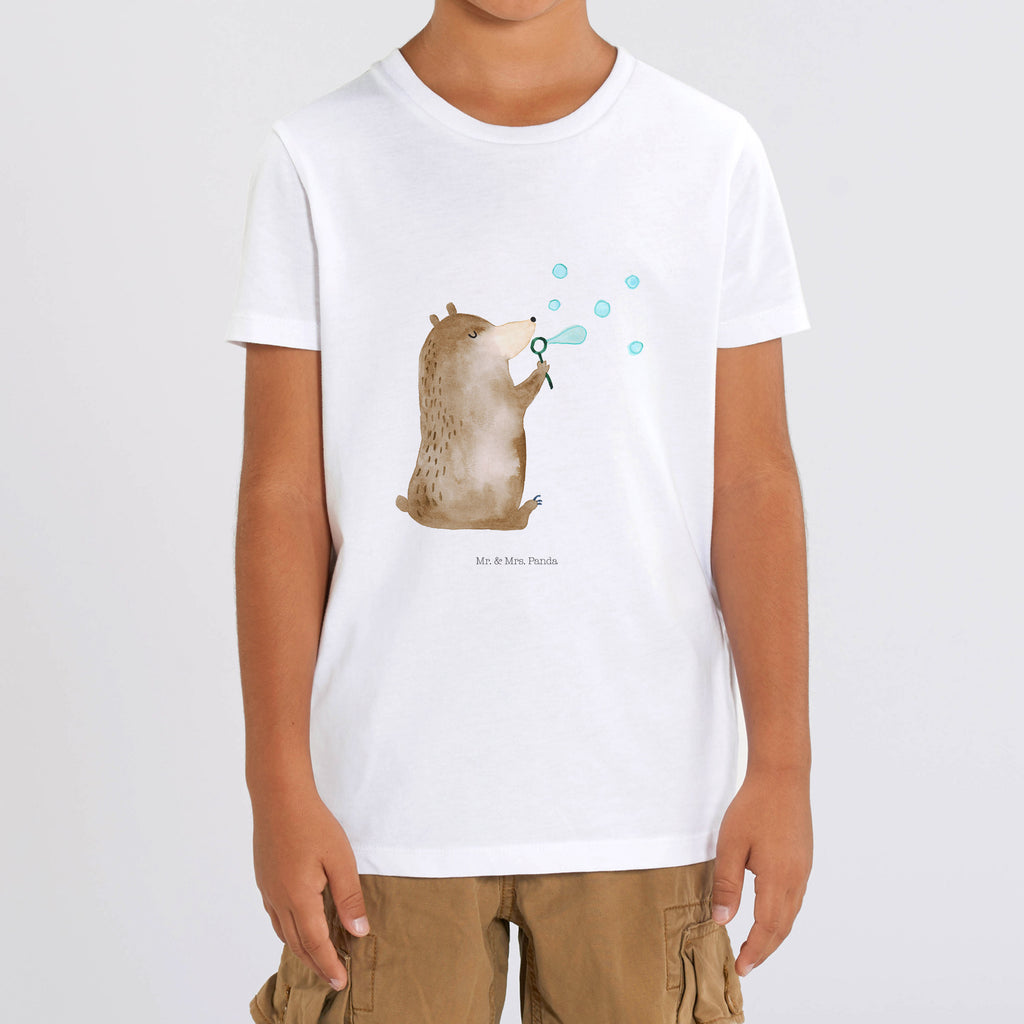 Organic Kinder T-Shirt Bär Seifenblasen Kinder T-Shirt, Kinder T-Shirt Mädchen, Kinder T-Shirt Jungen, Bär, Teddy, Teddybär, Seifenblasen Bär Lustig Sein Glücklich Traurig Happy