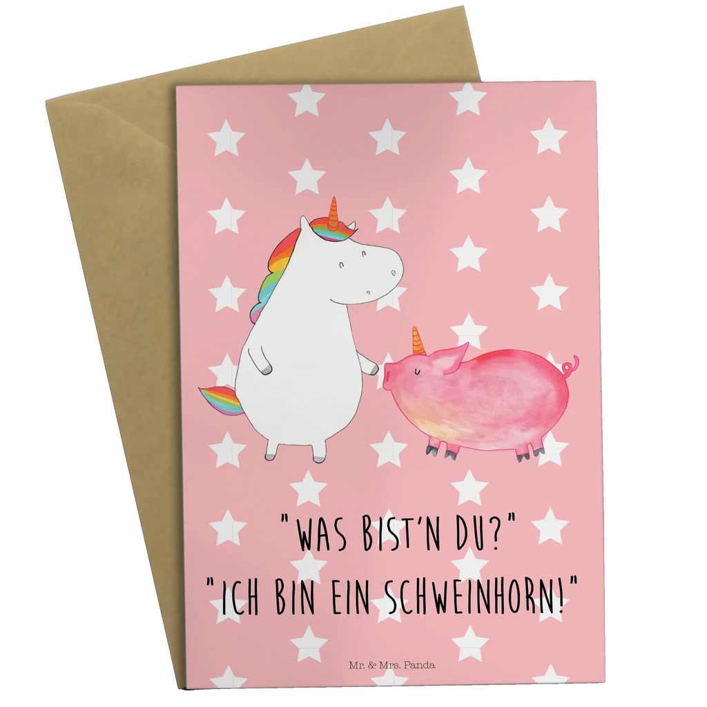 Grußkarte Einhorn + Schweinhorn Grußkarte, Klappkarte, Einladungskarte, Glückwunschkarte, Hochzeitskarte, Geburtstagskarte, Karte, Ansichtskarten, Einhorn, Einhörner, Einhorn Deko, Unicorn, Freundschaft, Schweinhorn, Schwein, Freundin, Schweinchen