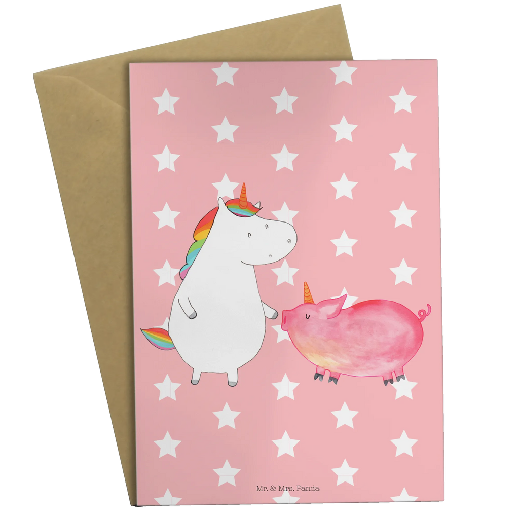 Grußkarte Einhorn + Schweinhorn Grußkarte, Klappkarte, Einladungskarte, Glückwunschkarte, Hochzeitskarte, Geburtstagskarte, Karte, Ansichtskarten, Einhorn, Einhörner, Einhorn Deko, Unicorn, Freundschaft, Schweinhorn, Schwein, Freundin, Schweinchen