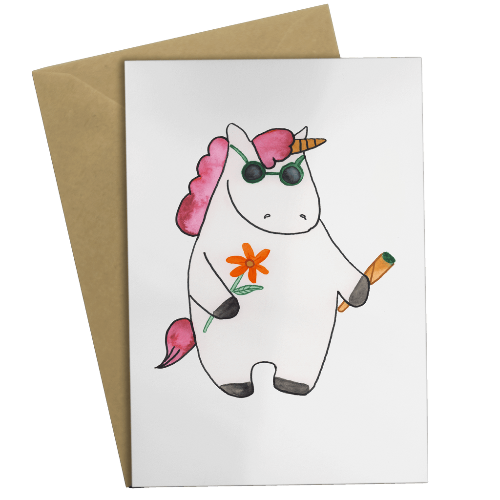 Grußkarte Einhorn Woodstock Grußkarte, Klappkarte, Einladungskarte, Glückwunschkarte, Hochzeitskarte, Geburtstagskarte, Karte, Ansichtskarten, Einhorn, Einhörner, Einhorn Deko, Pegasus, Unicorn, Kiffen, Joint, Zigarette, Alkohol, Party, Spaß. lustig, witzig, Woodstock