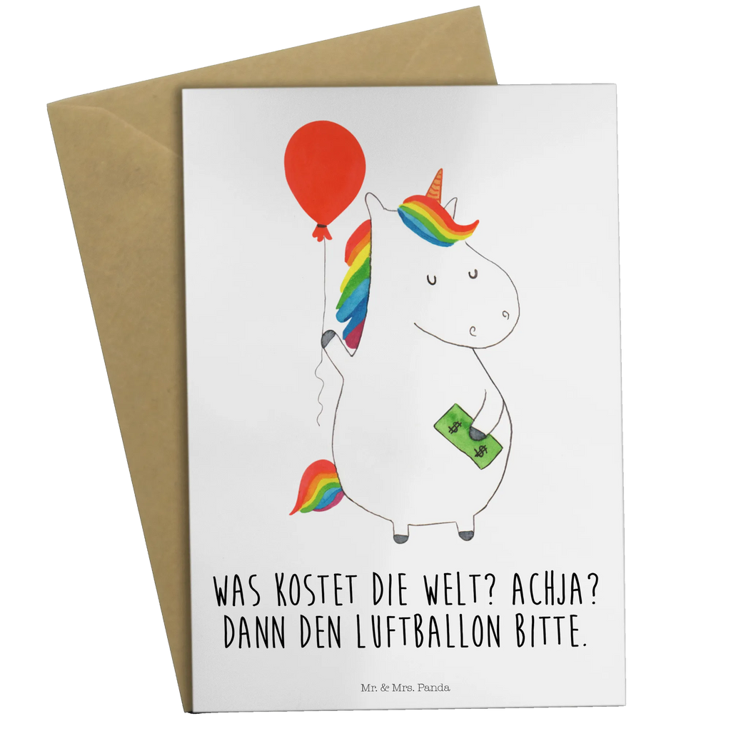 Grußkarte Einhorn Luftballon Grußkarte, Klappkarte, Einladungskarte, Glückwunschkarte, Hochzeitskarte, Geburtstagskarte, Karte, Ansichtskarten, Einhorn, Einhörner, Einhorn Deko, Pegasus, Unicorn, Luftballon, Geld, Lebenslust, Freude, Geschenk, Freundin