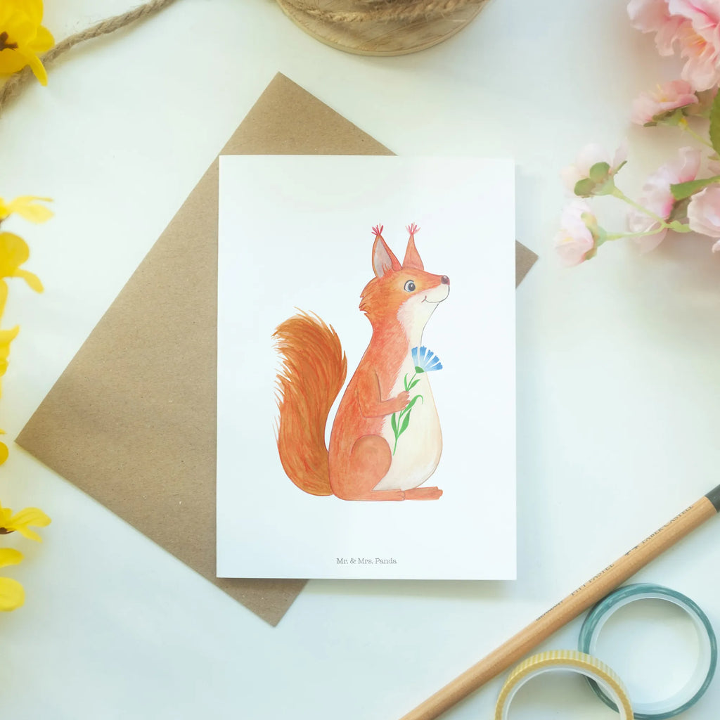 Grußkarte Eichhörnchen Blume Grußkarte, Klappkarte, Einladungskarte, Glückwunschkarte, Hochzeitskarte, Geburtstagskarte, Karte, Ansichtskarten, Tiermotive, Gute Laune, lustige Sprüche, Tiere, Eichhörnchen, Eichhorn, Spruch positiv, Lachen, Spaß, Motivation Sprüche, Motivation Bilder, glücklich Spruch, Spruch Deko