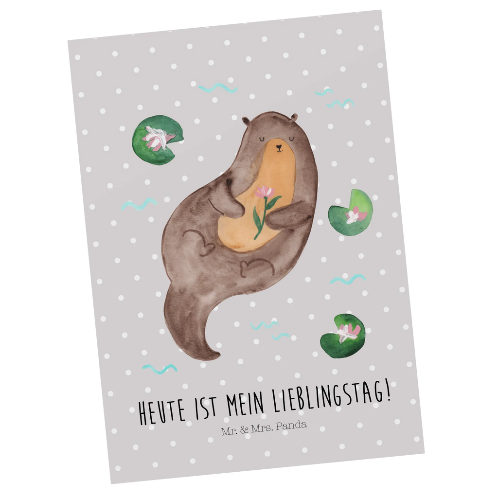 Postkarte Otter Seerose Postkarte, Karte, Geschenkkarte, Grußkarte, Einladung, Ansichtskarte, Geburtstagskarte, Einladungskarte, Dankeskarte, Ansichtskarten, Einladung Geburtstag, Einladungskarten Geburtstag, Otter, Fischotter, Seeotter, Otter Seeotter See Otter