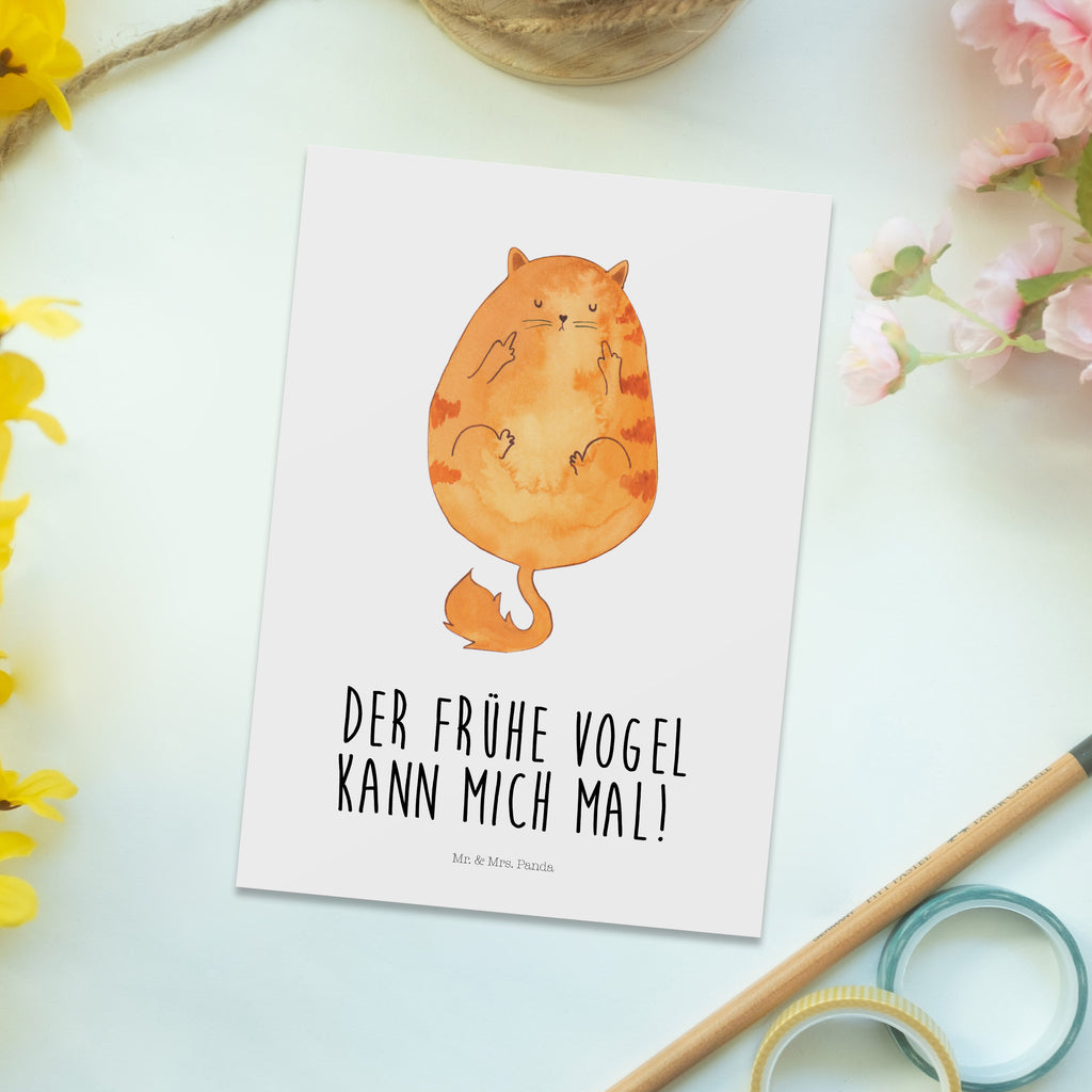 Postkarte Katze Frühaufsteher Postkarte, Karte, Geschenkkarte, Grußkarte, Einladung, Ansichtskarte, Geburtstagskarte, Einladungskarte, Dankeskarte, Ansichtskarten, Einladung Geburtstag, Einladungskarten Geburtstag, Katze, Katzenmotiv, Katzenfan, Katzendeko, Katzenfreund, Katzenliebhaber, Katzenprodukte, Katzenartikel, Katzenaccessoires, Katzensouvenirs, Katzenliebhaberprodukte, Katzenmotive, Der frühe Vogel kann mich mal, Morgenmuffel, Frühaufsteher, Kaffee, Katzen, Kater, Mietze