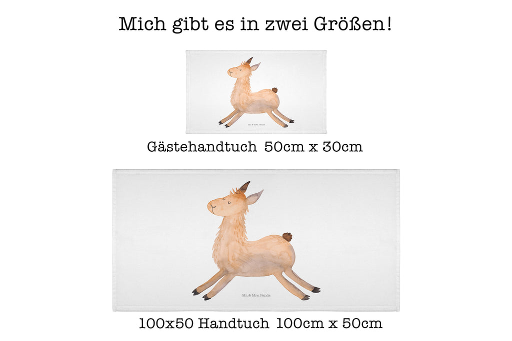 Handtuch Lama Springen Gästetuch, Reisehandtuch, Sport Handtuch, Frottier, Kinder Handtuch, Lama, Alpaka, Lamas, Lieblingstag, Happy day, fröhlich, Glück, Freundin, Liebeskummer, Neustart, guten Morgen, Start, Prüfung, Abitur