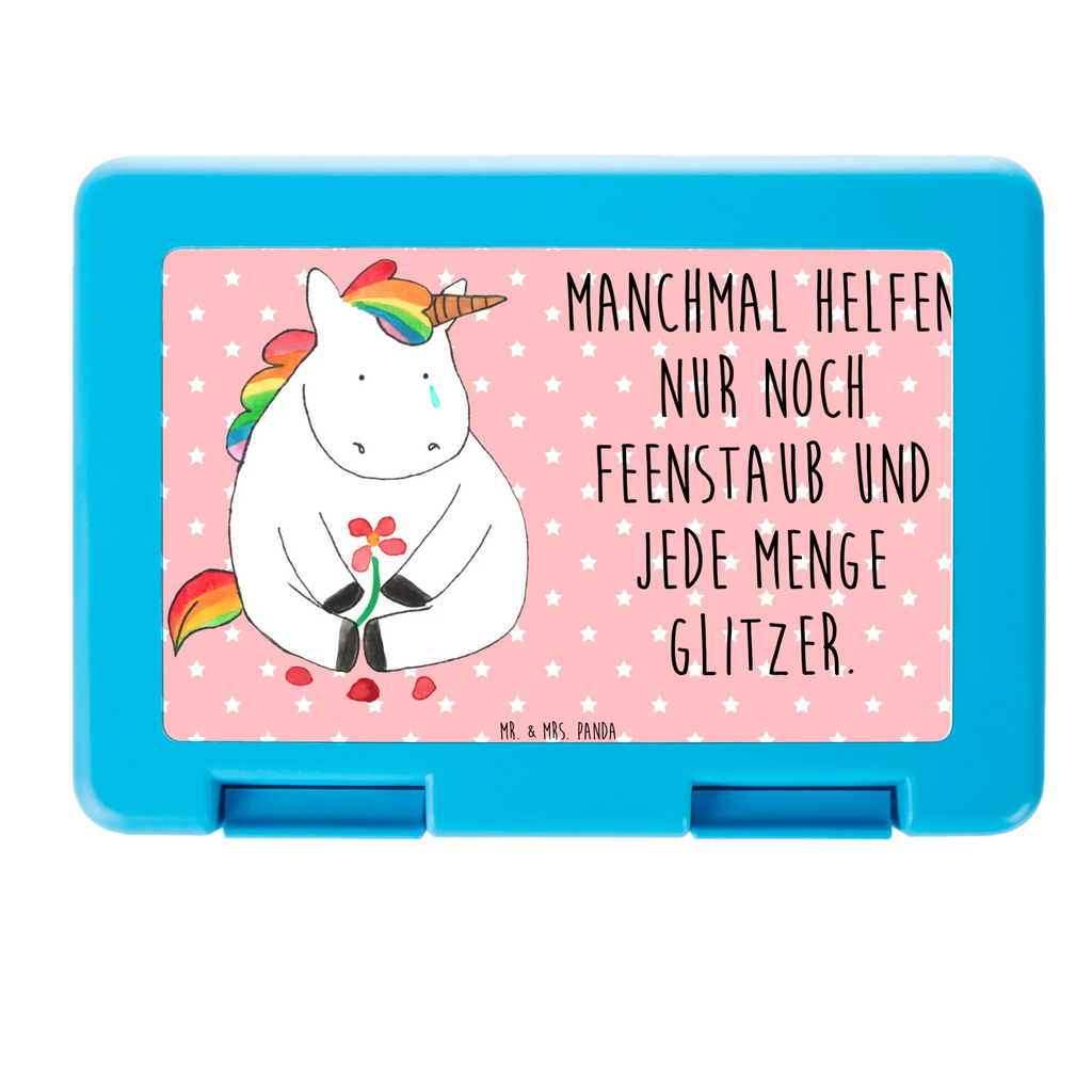 Brotdose Einhorn Traurig Brotbox, Snackbox, Lunch box, Butterbrotdose, Brotzeitbox, Einhorn, Einhörner, Einhorn Deko, Pegasus, Unicorn, Glitzer, Trösten. Freundschaft, Freunde, Liebe, Trauer, Grußkarte, Blume