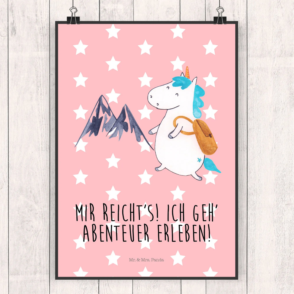 Poster Einhorn Bergsteiger Poster, Wandposter, Bild, Wanddeko, Küchenposter, Kinderposter, Wanddeko Bild, Raumdekoration, Wanddekoration, Handgemaltes Poster, Mr. & Mrs. Panda Poster, Designposter, Kunstdruck, Posterdruck, Einhorn, Einhörner, Einhorn Deko, Pegasus, Unicorn, Bergsteiger, Abenteuer, Berge, Abenteurer, Weltenbummler, Weltreise, Reisen, Urlaub, Entdecker