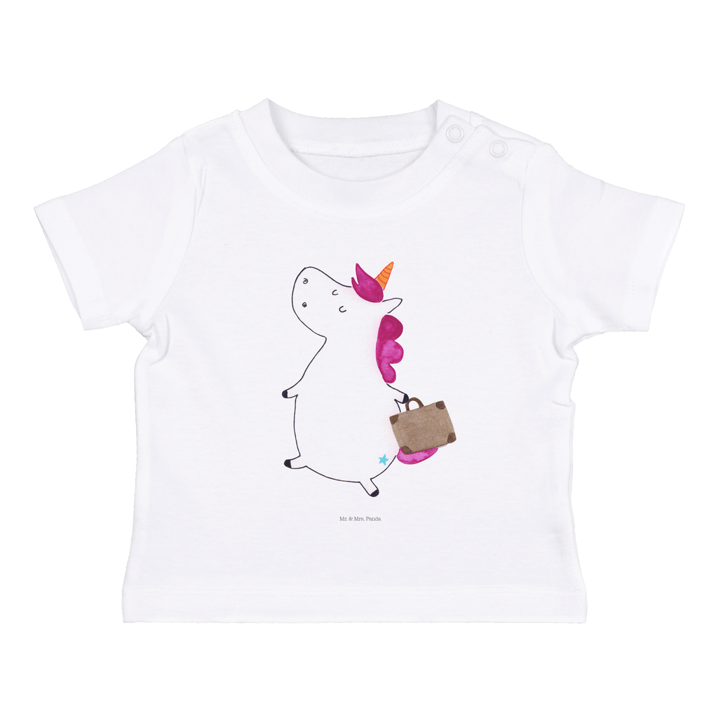 Organic Baby Shirt Einhorn Koffer Baby T-Shirt, Jungen Baby T-Shirt, Mädchen Baby T-Shirt, Shirt, Einhorn, Einhörner, Einhorn Deko, Pegasus, Unicorn, unicorn, Koffer, Verreisen, Reise, Gepäck, Abenteuer, Erwachsen, Kind, albern, Spaß, lustig, witzig