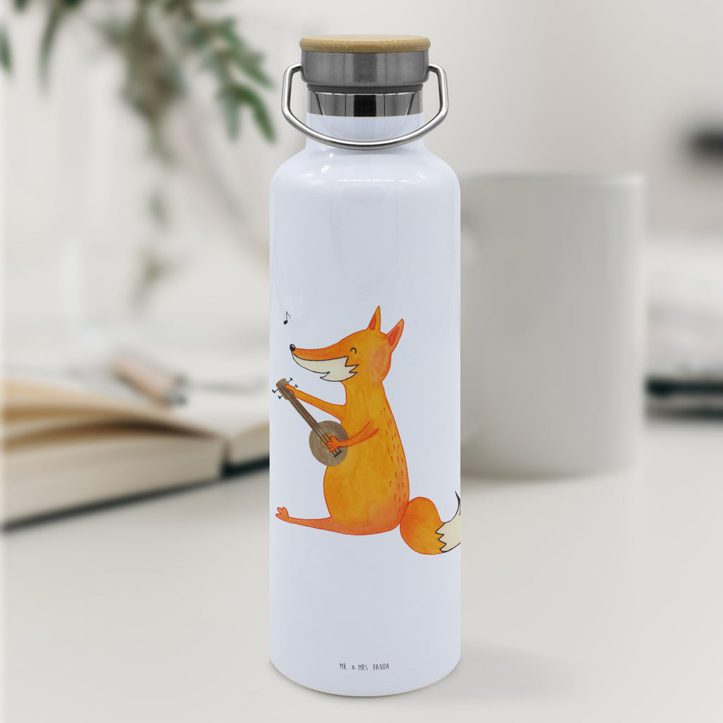 Trinkflasche Fuchs Gitarre Thermosflasche, Isolierflasche, Edelstahl, Trinkflasche, isoliert, Wamrhaltefunktion, Sportflasche, Flasche zum Sport, Sportlerflasche, Fuchs, Füchse, Geschenk Musiker, Musik Spruch, Musikerin, Sänger, Sängerin, Gitarre