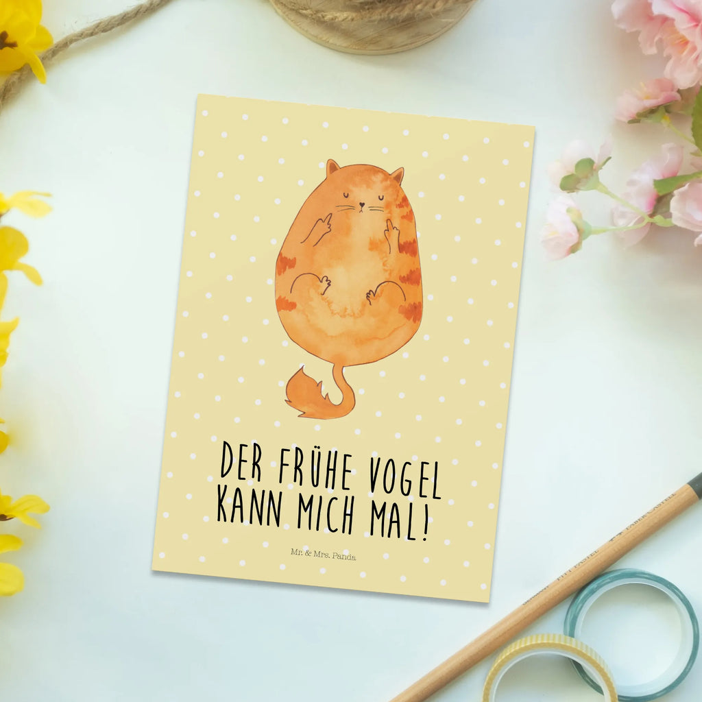 Postkarte Katze Frühaufsteher Postkarte, Karte, Geschenkkarte, Grußkarte, Einladung, Ansichtskarte, Geburtstagskarte, Einladungskarte, Dankeskarte, Ansichtskarten, Einladung Geburtstag, Einladungskarten Geburtstag, Katze, Katzenmotiv, Katzenfan, Katzendeko, Katzenfreund, Katzenliebhaber, Katzenprodukte, Katzenartikel, Katzenaccessoires, Katzensouvenirs, Katzenliebhaberprodukte, Katzenmotive, Der frühe Vogel kann mich mal, Morgenmuffel, Frühaufsteher, Kaffee, Katzen, Kater, Mietze