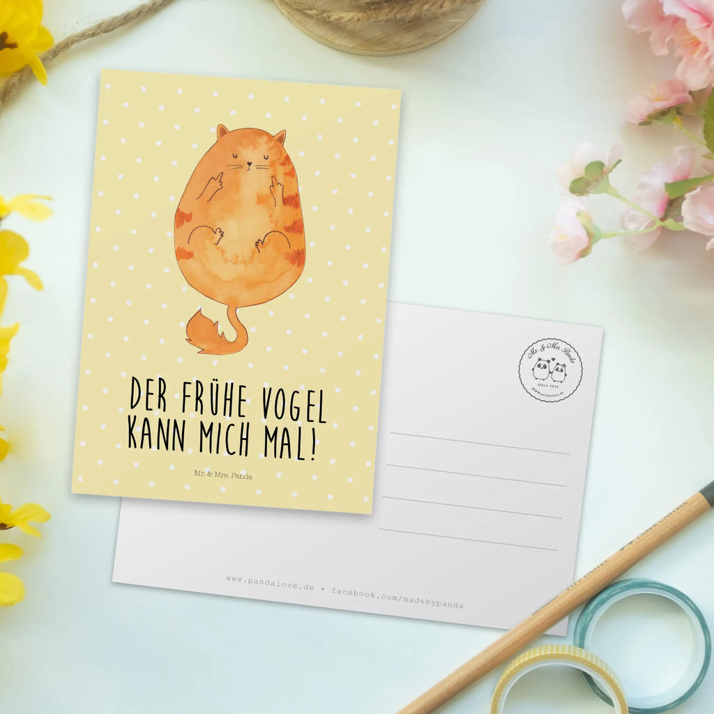 Postkarte Katze Frühaufsteher Postkarte, Karte, Geschenkkarte, Grußkarte, Einladung, Ansichtskarte, Geburtstagskarte, Einladungskarte, Dankeskarte, Ansichtskarten, Einladung Geburtstag, Einladungskarten Geburtstag, Katze, Katzenmotiv, Katzenfan, Katzendeko, Katzenfreund, Katzenliebhaber, Katzenprodukte, Katzenartikel, Katzenaccessoires, Katzensouvenirs, Katzenliebhaberprodukte, Katzenmotive, Der frühe Vogel kann mich mal, Morgenmuffel, Frühaufsteher, Kaffee, Katzen, Kater, Mietze