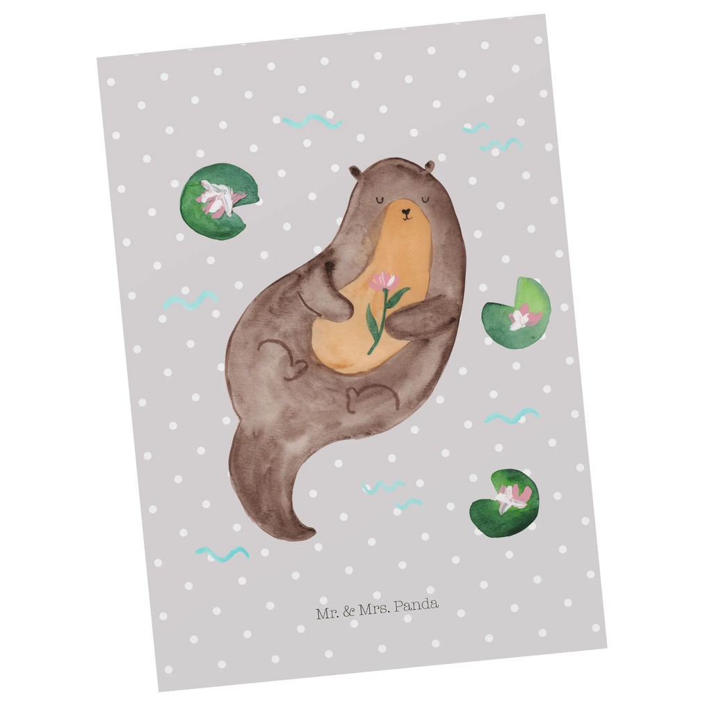 Postkarte Otter Seerose Postkarte, Karte, Geschenkkarte, Grußkarte, Einladung, Ansichtskarte, Geburtstagskarte, Einladungskarte, Dankeskarte, Ansichtskarten, Einladung Geburtstag, Einladungskarten Geburtstag, Otter, Fischotter, Seeotter, Otter Seeotter See Otter