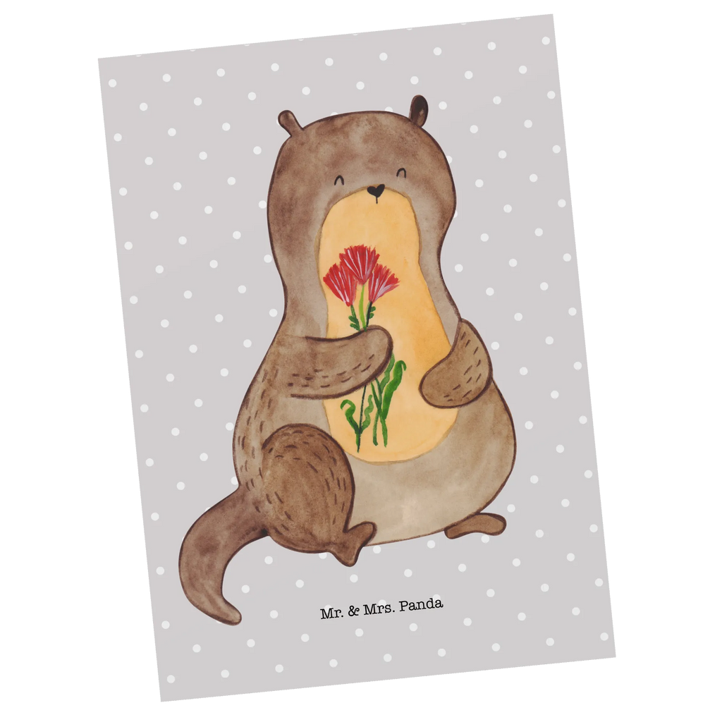 Postkarte Otter Blumenstrauß Postkarte, Karte, Geschenkkarte, Grußkarte, Einladung, Ansichtskarte, Geburtstagskarte, Einladungskarte, Dankeskarte, Ansichtskarten, Einladung Geburtstag, Einladungskarten Geburtstag, Otter, Fischotter, Seeotter, Otter Seeotter See Otter