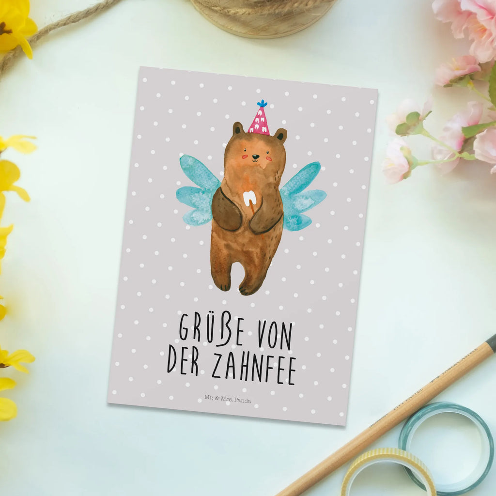 Postkarte Bär Zahnfee Postkarte, Karte, Geschenkkarte, Grußkarte, Einladung, Ansichtskarte, Geburtstagskarte, Einladungskarte, Dankeskarte, Ansichtskarten, Einladung Geburtstag, Einladungskarten Geburtstag, Bär, Teddy, Teddybär, Zahnfee, Fee, Milchzahn, Erster Zahn