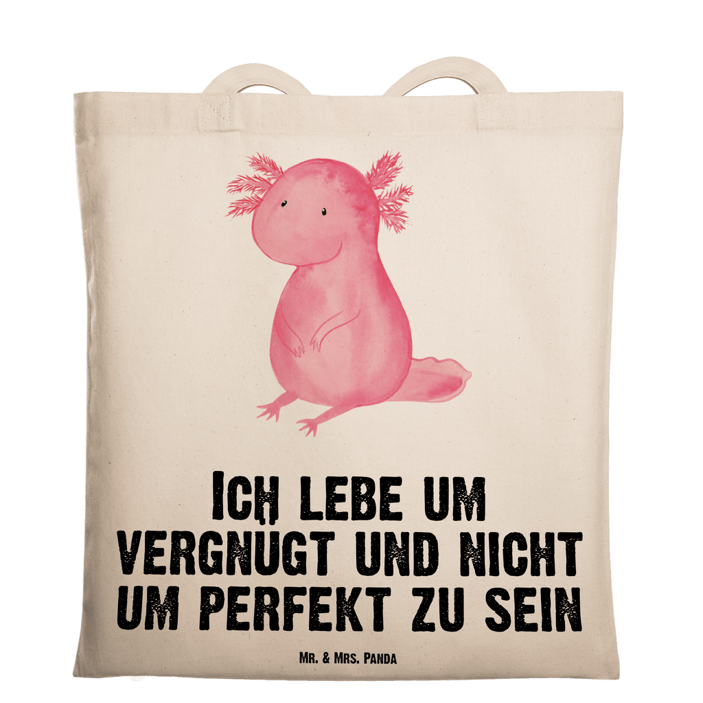 Tragetasche Axolotl null Beuteltasche, Beutel, Einkaufstasche, Jutebeutel, Stoffbeutel, Tasche, Shopper, Umhängetasche, Strandtasche, Schultertasche, Stofftasche, Tragetasche, Badetasche, Jutetasche, Einkaufstüte, Laptoptasche, Axolotl, Molch, Axolot, vergnügt, fröhlich, zufrieden, Lebensstil, Weisheit, Lebensweisheit, Liebe, Freundin