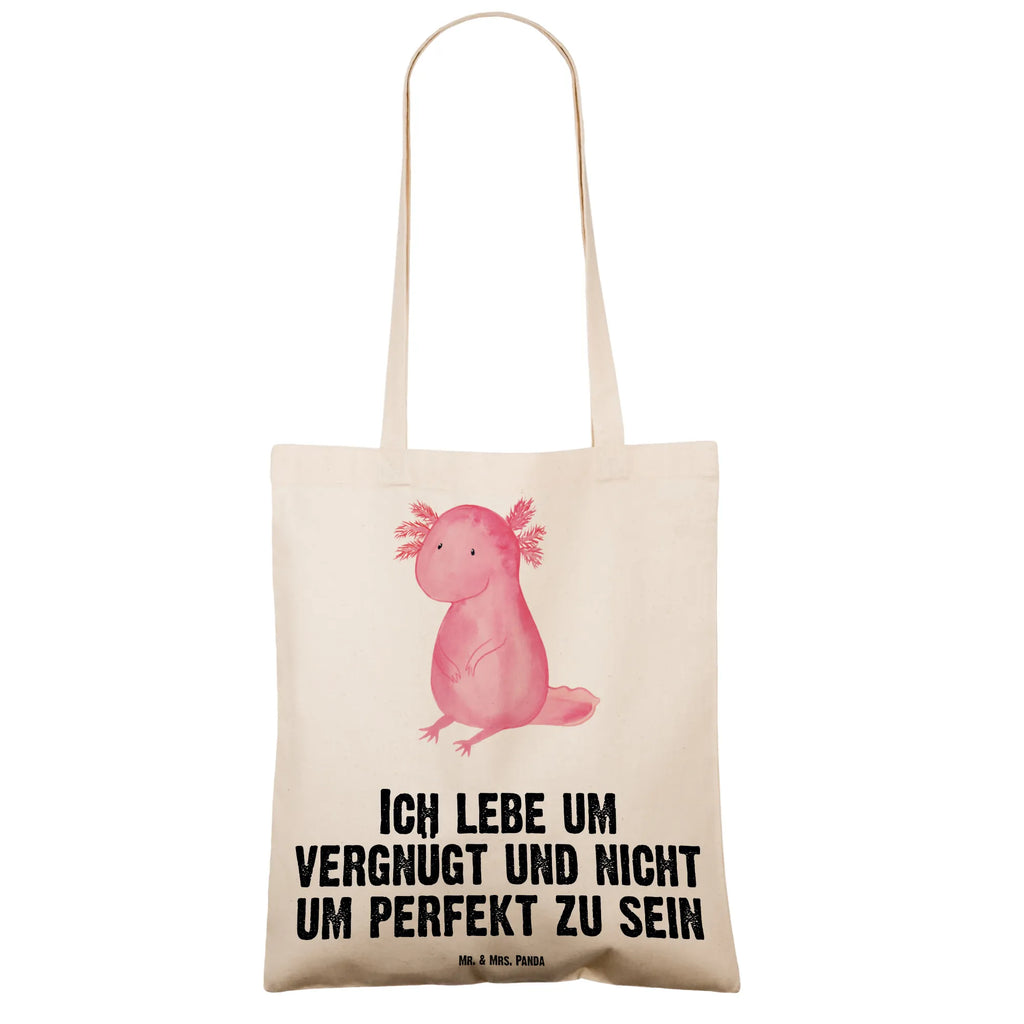 Tragetasche Axolotl null Beuteltasche, Beutel, Einkaufstasche, Jutebeutel, Stoffbeutel, Tasche, Shopper, Umhängetasche, Strandtasche, Schultertasche, Stofftasche, Tragetasche, Badetasche, Jutetasche, Einkaufstüte, Laptoptasche, Axolotl, Molch, Axolot, vergnügt, fröhlich, zufrieden, Lebensstil, Weisheit, Lebensweisheit, Liebe, Freundin