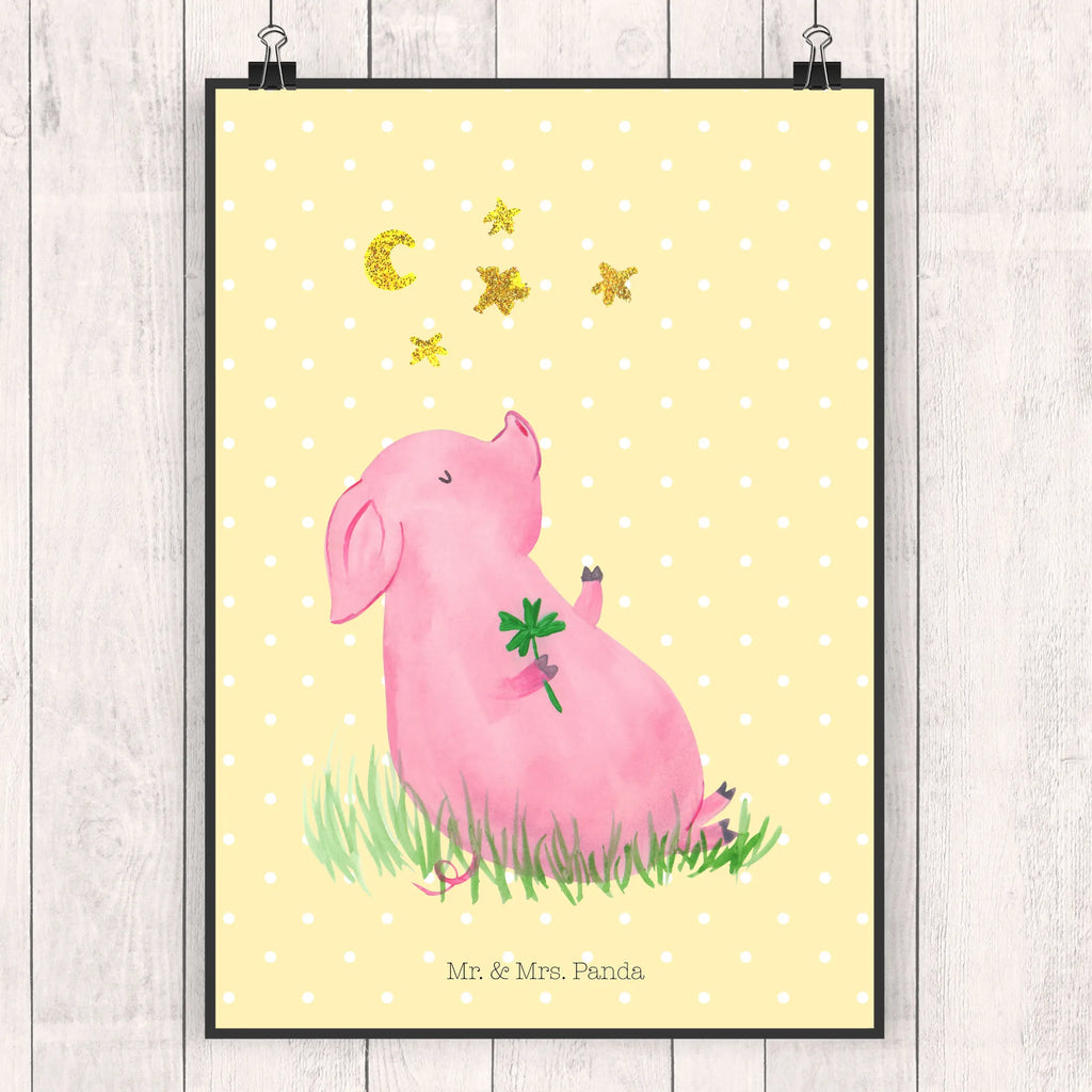 Poster Schwein Glück Poster, Wandposter, Bild, Wanddeko, Küchenposter, Kinderposter, Wanddeko Bild, Raumdekoration, Wanddekoration, Handgemaltes Poster, Mr. & Mrs. Panda Poster, Designposter, Kunstdruck, Posterdruck, Tiermotive, Gute Laune, lustige Sprüche, Tiere, Glücksschwein. Glück, Schwein, Schweinchen, Sterne, Sernchen, Ziele, Träume, Motivation, Glücksbringer