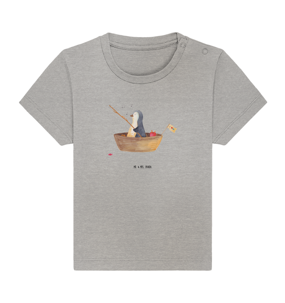 Organic Baby Shirt Pinguin Angelboot Baby T-Shirt, Jungen Baby T-Shirt, Mädchen Baby T-Shirt, Shirt, Pinguin, Pinguine, Angeln, Boot, Angelboot, Lebenslust, Leben, genießen, Motivation, Neustart, Neuanfang, Trennung, Scheidung, Geschenkidee Liebeskummer