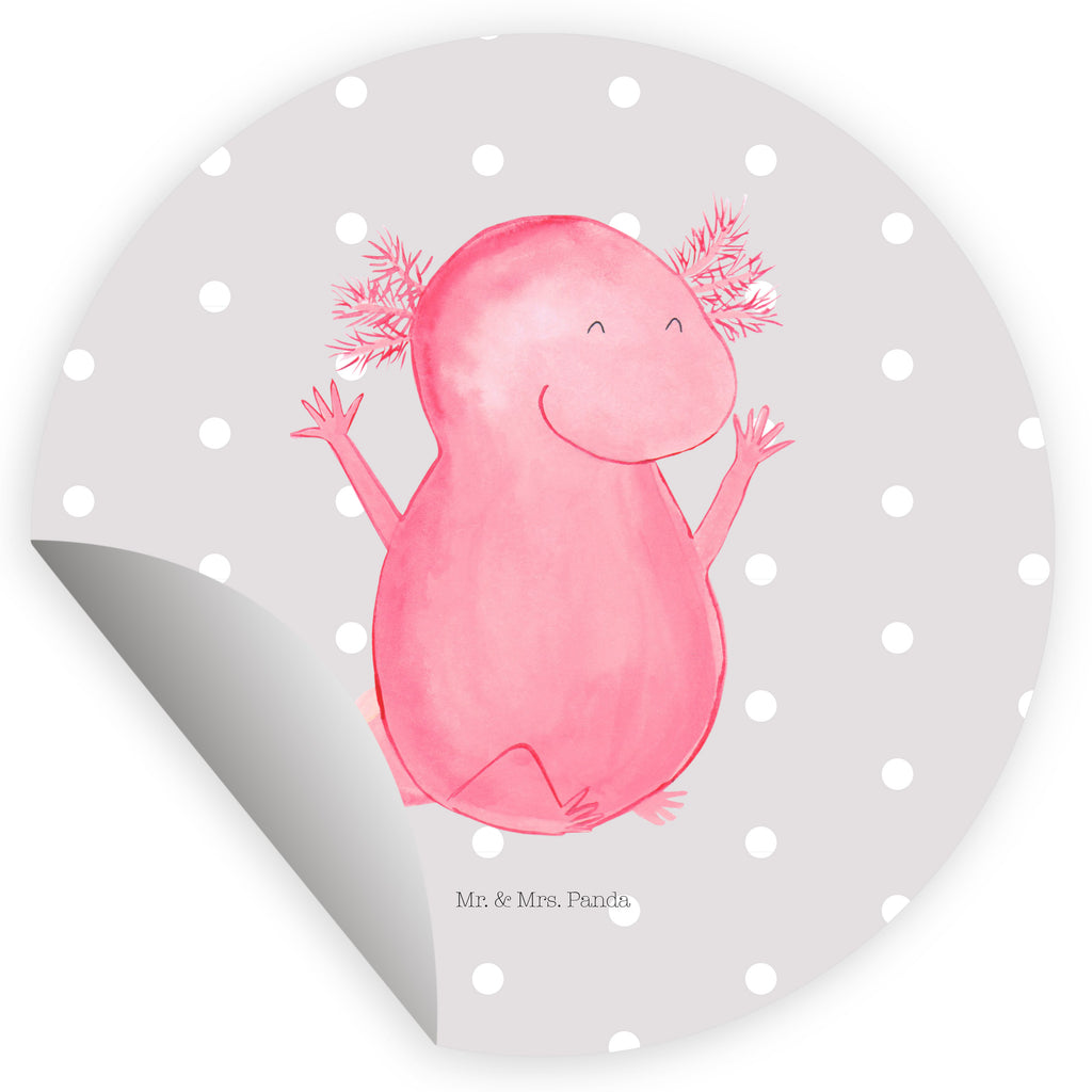 Rund Aufkleber Axolotl Hurra Sticker, Aufkleber, Etikett, Axolotl, Molch, Axolot, Schwanzlurch, Lurch, Lurche, fröhlich, Spaß, Freude, Motivation, Zufriedenheit