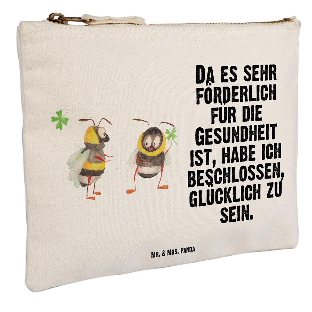 Schminktasche Hummeln mit Kleeblatt Schminktasche, Kosmetiktasche, Kosmetikbeutel, Stiftemäppchen, Etui, Federmappe, Makeup, XXL, Schminketui, Kosmetiketui, Schlamperetui, Tiermotive, Gute Laune, lustige Sprüche, Tiere, Hummel, Biene, Spruch positiv, Biene Deko, Spruch schön, glücklich sein, glücklich werden, Spruch fröhlich