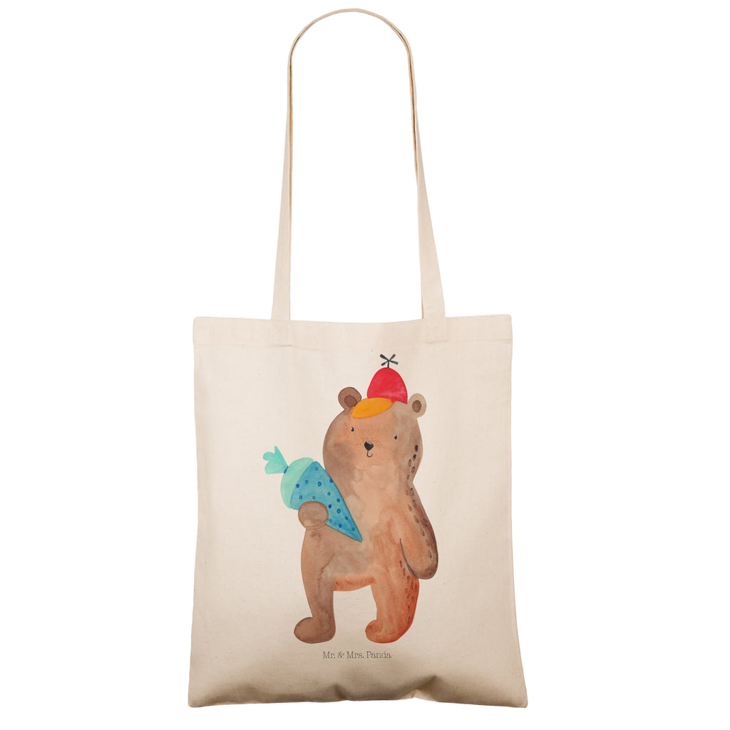 Tragetasche Bär mit Schultüte Beuteltasche, Beutel, Einkaufstasche, Jutebeutel, Stoffbeutel, Tasche, Shopper, Umhängetasche, Strandtasche, Schultertasche, Stofftasche, Tragetasche, Badetasche, Jutetasche, Einkaufstüte, Laptoptasche, Bär, Teddy, Teddybär, Bär Motiv, Schultüte, Erster Schultag Geschenk, Einschulung Geschenk, Schule Geschenk, Grundschule, Schulanfang, Schulbeginn