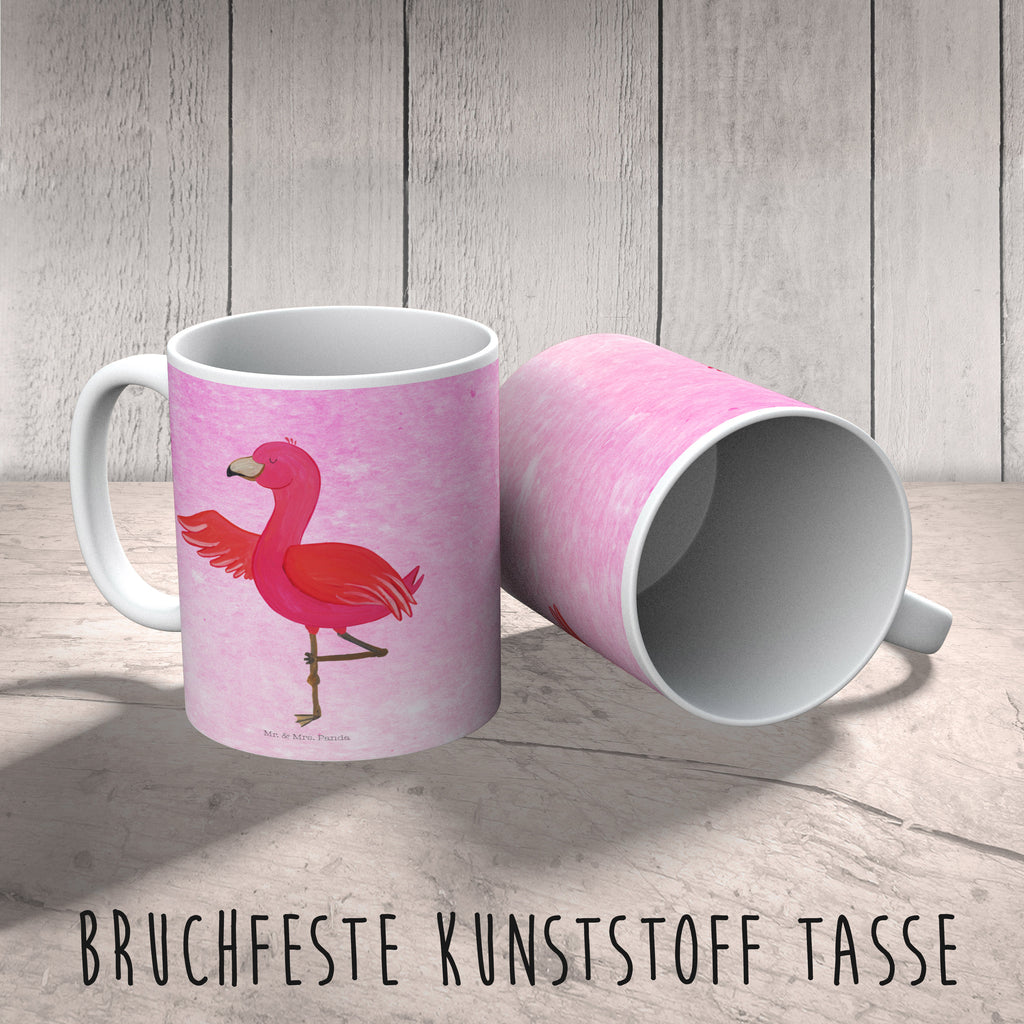 Kindertasse Flamingo Yoga Kindertasse, Kinder Tasse, Kunststoff Tasse, Kindergarten Tasse, Trinkbecher, Camping Becher, Kaffeetasse, Kunststoffbecher, Kindergartenbecher, Outdoorgeschirr, Kunststoffgeschirr, Reisebecher, Reisetasse, Kinderbecher, Bruchfeste Tasse, Bruchsichere Tasse, Plastik Tasse, Plastiktasse, Flamingo, Vogel, Yoga, Namaste, Achtsamkeit, Yoga-Übung, Entspannung, Ärger, Aufregen, Tiefenentspannung