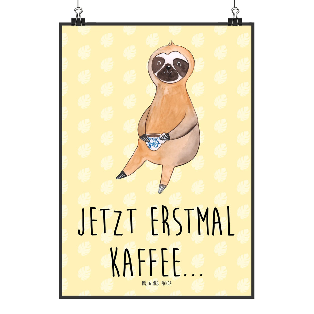 Poster Faultier Kaffee Poster, Wandposter, Bild, Wanddeko, Küchenposter, Kinderposter, Wanddeko Bild, Raumdekoration, Wanddekoration, Handgemaltes Poster, Mr. & Mrs. Panda Poster, Designposter, Kunstdruck, Posterdruck, Faultier, Faultier Geschenk, Faultier Deko, Faultiere, faul, Lieblingstier, Kaffee, erster Kaffee, Morgenmuffel, Frühaufsteher, Kaffeetasse, Genießer, Coffee, Kaffeegetränk