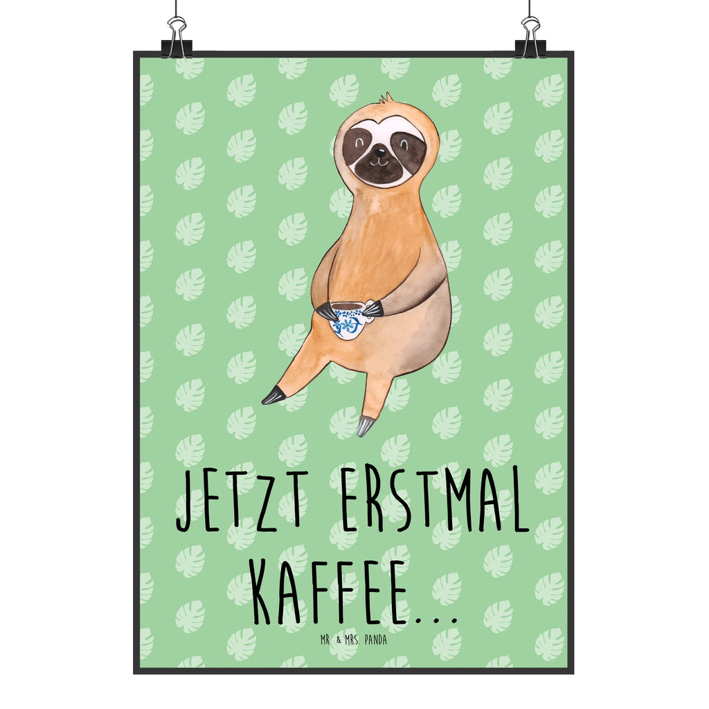 Poster Faultier Kaffee Poster, Wandposter, Bild, Wanddeko, Küchenposter, Kinderposter, Wanddeko Bild, Raumdekoration, Wanddekoration, Handgemaltes Poster, Mr. & Mrs. Panda Poster, Designposter, Kunstdruck, Posterdruck, Faultier, Faultier Geschenk, Faultier Deko, Faultiere, faul, Lieblingstier, Kaffee, erster Kaffee, Morgenmuffel, Frühaufsteher, Kaffeetasse, Genießer, Coffee, Kaffeegetränk