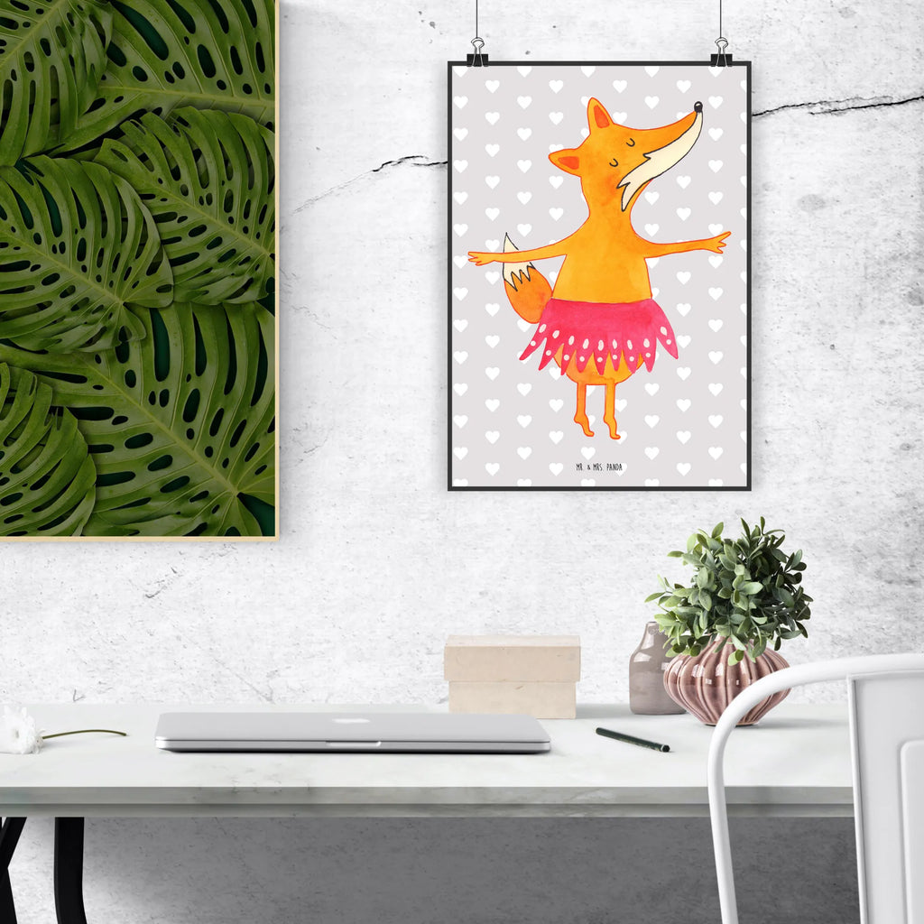 Poster Fuchs Ballerina Poster, Wandposter, Bild, Wanddeko, Küchenposter, Kinderposter, Wanddeko Bild, Raumdekoration, Wanddekoration, Handgemaltes Poster, Mr. & Mrs. Panda Poster, Designposter, Kunstdruck, Posterdruck, Fuchs, Fuchs Spruch, Füchse, Füchsin, Ballerina, Ballett, Tänzerin, Tanzen, Party, Einladung, Geburtstag