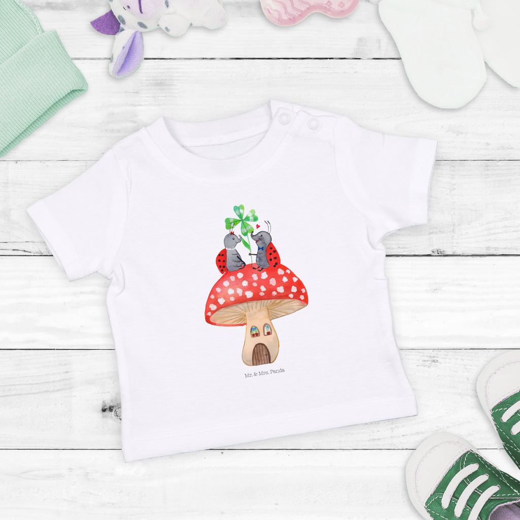 Organic Baby Shirt Marienkäfer Fliegenpilz Baby T-Shirt, Jungen Baby T-Shirt, Mädchen Baby T-Shirt, Shirt, Tiermotive, Gute Laune, lustige Sprüche, Tiere, Haus, Wohnung, zuhause, Fliegenpilz, Marienkäfer, Fleigenpilzhaus