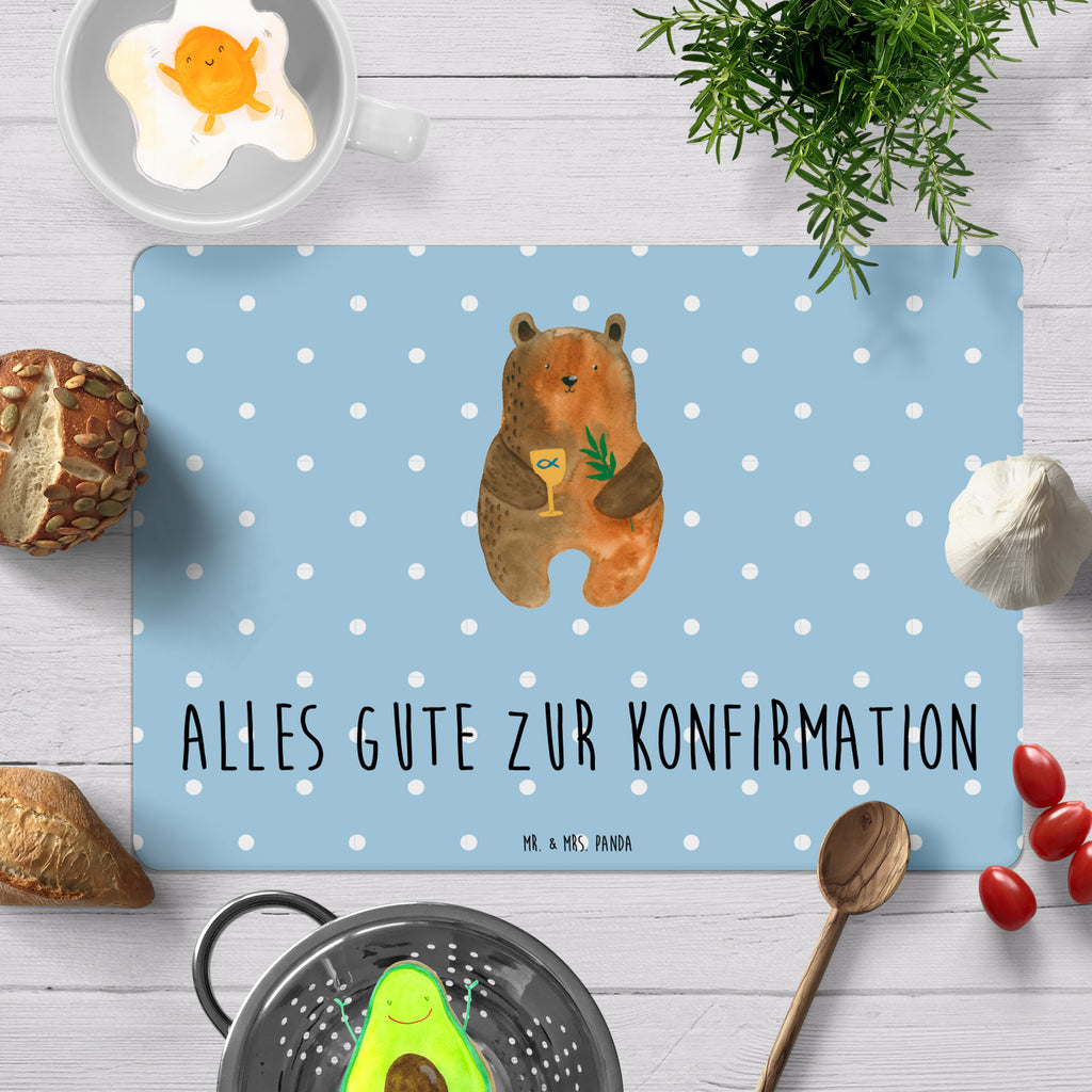 Tischset Konfirmation-Bär Tischset, Tischuntersetzer, Platzset, Tischsets abwaschbar, Tischunterlage, Bär, Teddy, Teddybär, Konfirmation, Kirche, evangelisch, Gottesdienst