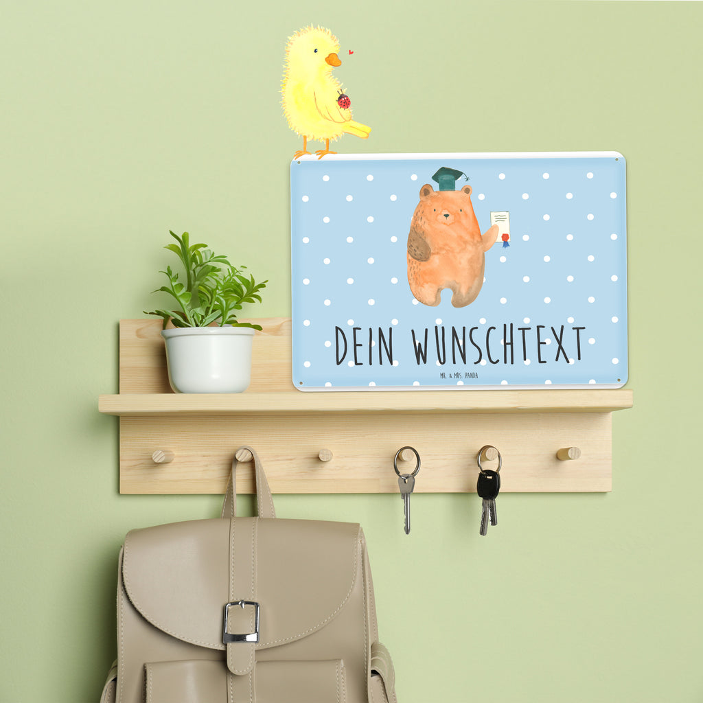 Personalisiertes Blechschild Bär Prüfung Blechschild, Metallschild, Geschenk Schild, Schild, Magnet-Metall-Schild, Deko Schild, Wandschild, Wand-Dekoration, Türschild, Bär, Teddy, Teddybär, Abitur, Prüfungen, Prüfung bestanden, Abschluss, Zeugnis, Abschlusszeugnis