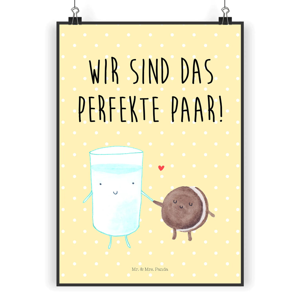 Poster Milch Keks Poster, Wandposter, Bild, Wanddeko, Küchenposter, Kinderposter, Wanddeko Bild, Raumdekoration, Wanddekoration, Handgemaltes Poster, Mr. & Mrs. Panda Poster, Designposter, Kunstdruck, Posterdruck, Tiermotive, Gute Laune, lustige Sprüche, Tiere, Milk, Cookie, Milch, Keks, Kekse, Kaffee, Einladung Frühstück, Motiv süß, romantisch, perfektes Paar