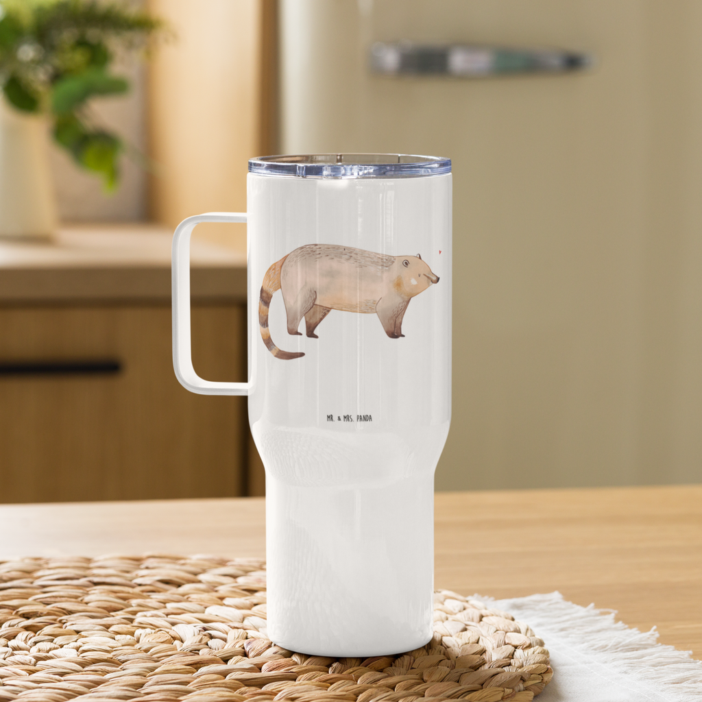 XXL Thermobecher Nasenbär Thermobecher, XL Thermobecher, Reisebecher, XL Reisetasse, Großer Thermobecher, Autobecher, Jumbo Becher, Tiermotive, Gute Laune, lustige Sprüche, Tiere, Nasenbär, Nasenbären, Rüsselbär, Bär