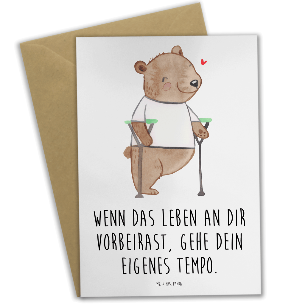 Grußkarte Bär Beinamputation Grußkarte, Klappkarte, Einladungskarte, Glückwunschkarte, Hochzeitskarte, Geburtstagskarte, Karte, Ansichtskarten, Bär, Amputation, Beinamputation