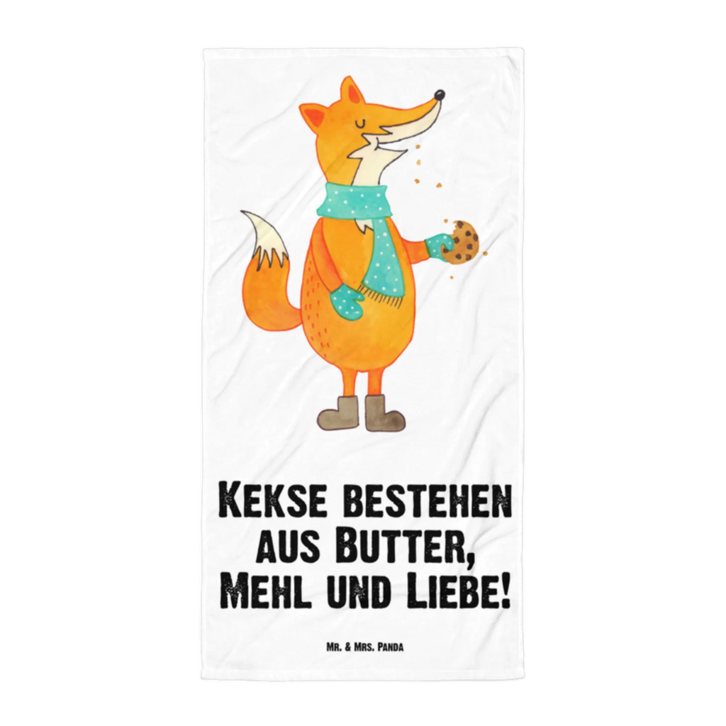 XL Badehandtuch Fuchs Keks Handtuch, Badetuch, Duschtuch, Strandtuch, Saunatuch, Fuchs, Füchse, Backen Spruch, Kekse, Winter, Weihnachtszeit, Plätzchen, Liebe, Küche Deko