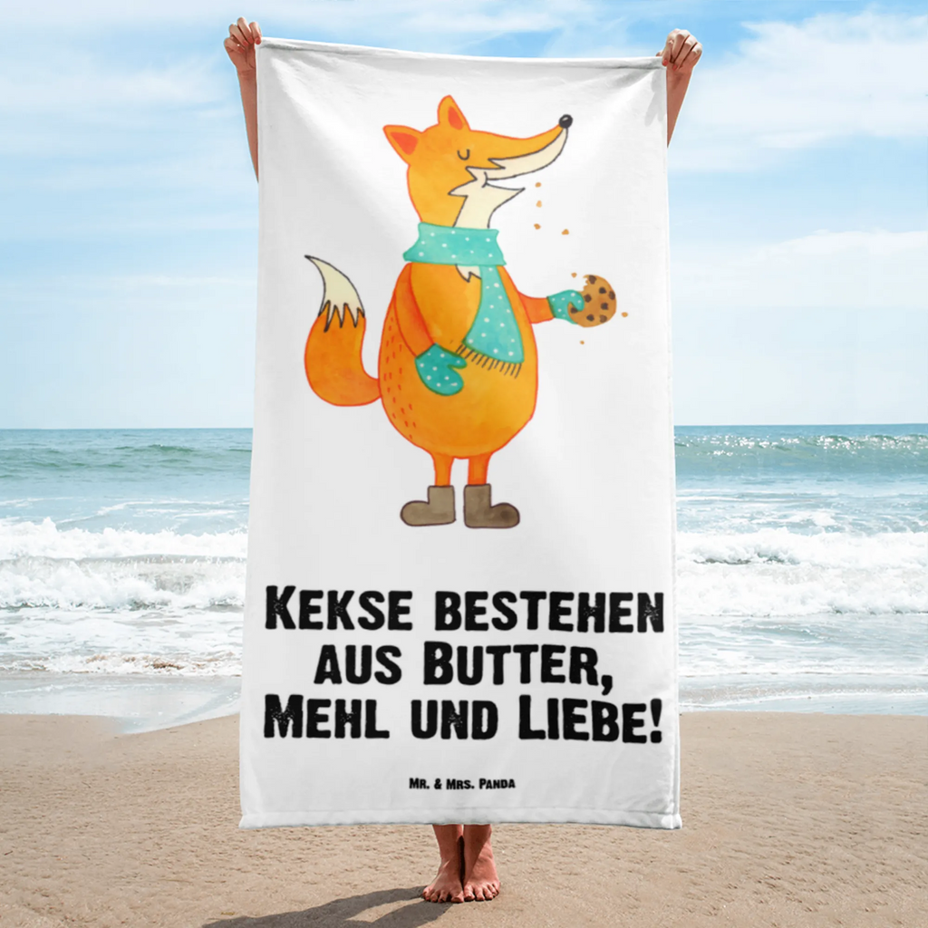 XL Badehandtuch Fuchs Keks Handtuch, Badetuch, Duschtuch, Strandtuch, Saunatuch, Fuchs, Füchse, Backen Spruch, Kekse, Winter, Weihnachtszeit, Plätzchen, Liebe, Küche Deko