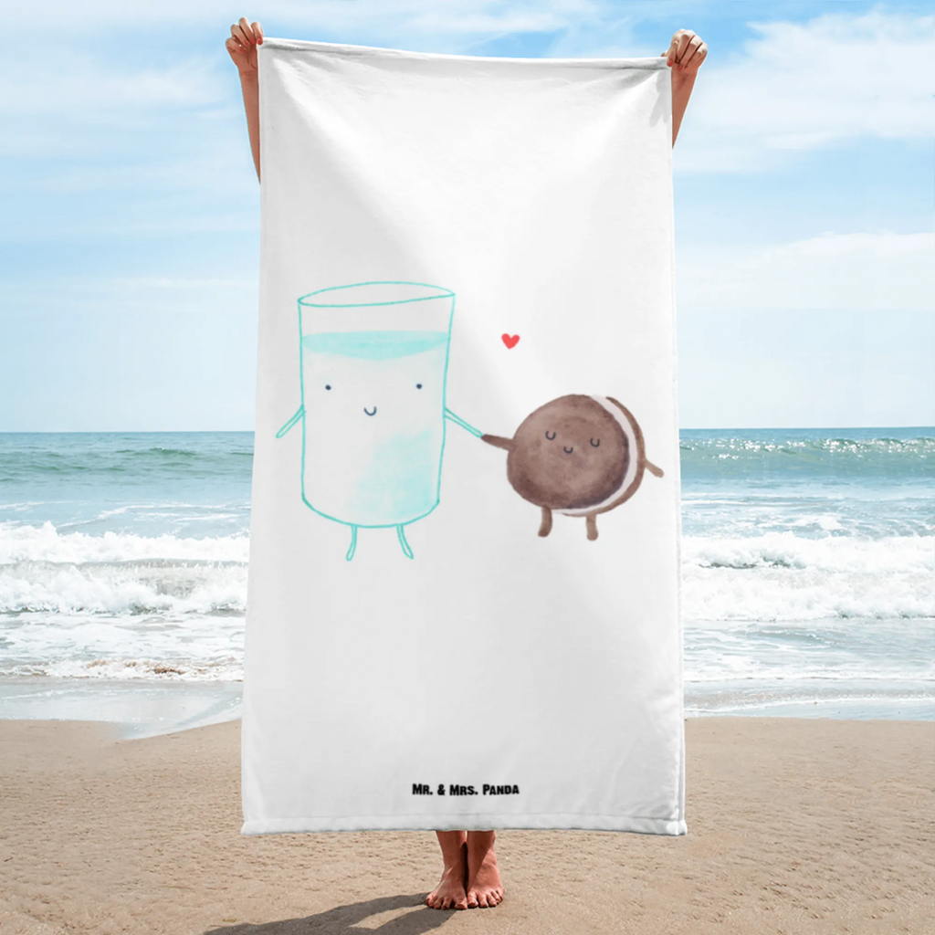 XL Badehandtuch Milch & Keks Handtuch, Badetuch, Duschtuch, Strandtuch, Saunatuch, Tiermotive, Gute Laune, lustige Sprüche, Tiere, Milk, Cookie, Milch, Keks, Kekse, Kaffee, Einladung Frühstück, Motiv süß, romantisch, perfektes Paar