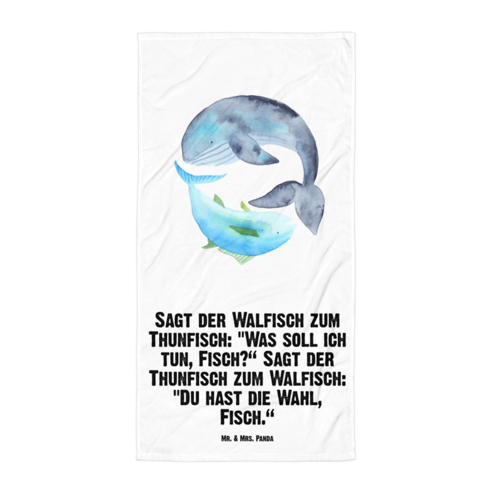 XL Badehandtuch Walfisch Thunfisch Handtuch, Badetuch, Duschtuch, Strandtuch, Saunatuch, Tiermotive, Gute Laune, lustige Sprüche, Tiere, Wal, Wahl, Tunfisch, Wortwitz lustig, Spruch lustig, Flachwitz, Witz, Spruch des Tages, Flachwitz Geschenk