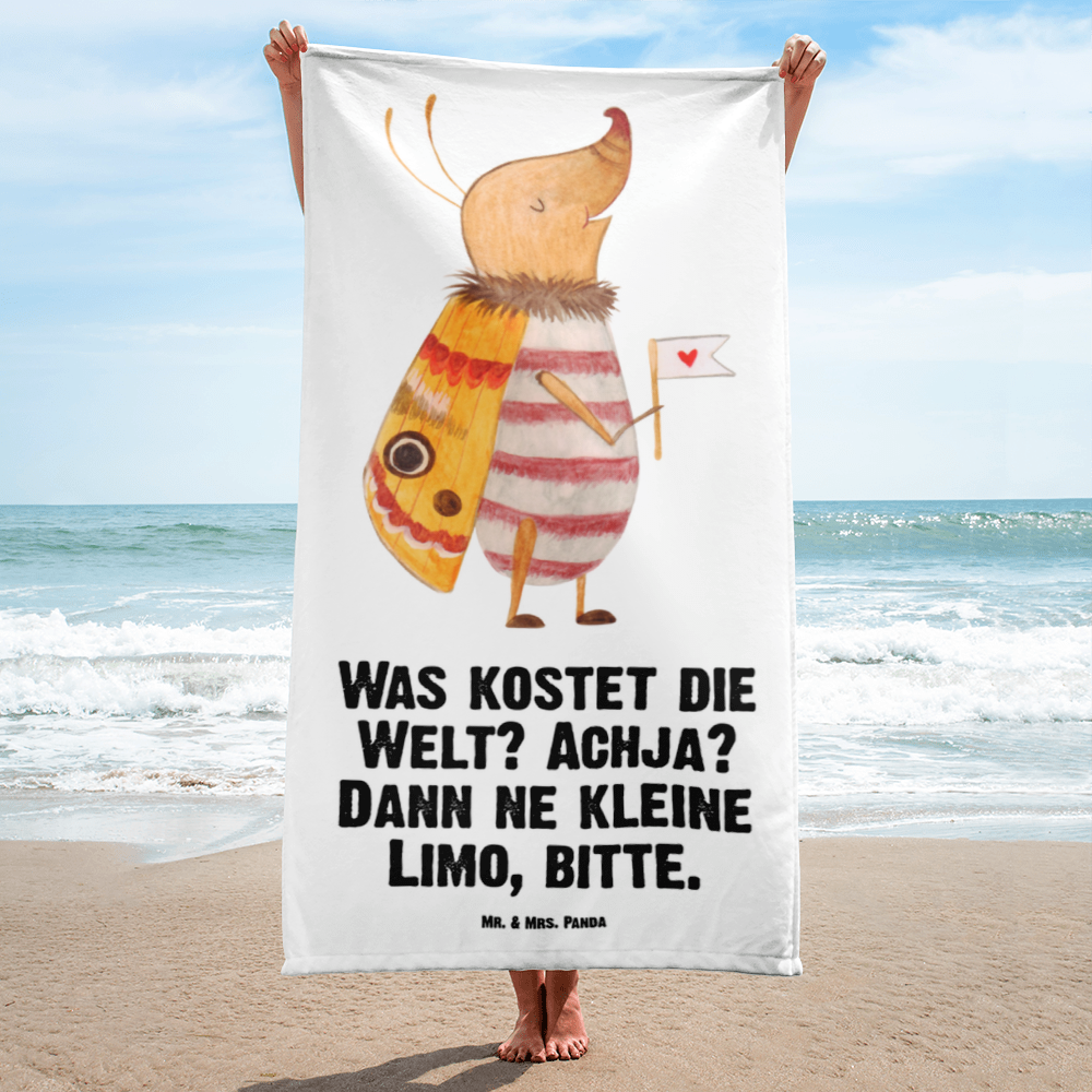 XL Badehandtuch Nachtfalter Fähnchen Handtuch, Badetuch, Duschtuch, Strandtuch, Saunatuch, Tiermotive, Gute Laune, lustige Sprüche, Tiere, Nachtfalter, Käfer, Spruch lustig, Spruch witzig, süß, niedlich, Küche Deko, Was kostet die Welt