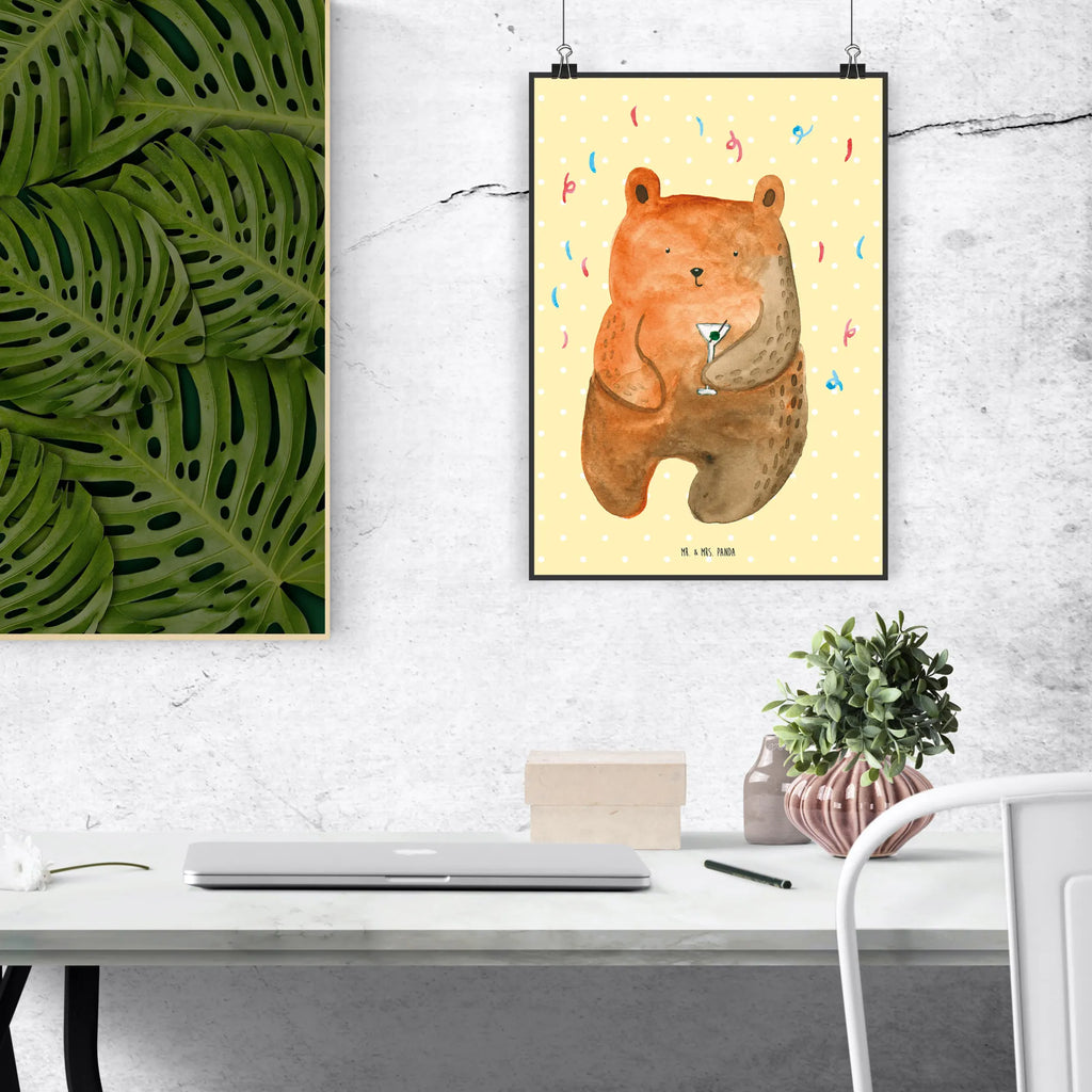 Poster bear party Poster, Wandposter, Bild, Wanddeko, Küchenposter, Kinderposter, Wanddeko Bild, Raumdekoration, Wanddekoration, Handgemaltes Poster, Mr. & Mrs. Panda Poster, Designposter, Kunstdruck, Posterdruck, Bär, Teddy, Teddybär, Geburtstag, Geburtstagsgeschenk, Geschenk, Party, Feiern, Abfeiern, Mitbringsel, Gute Laune, Lustig