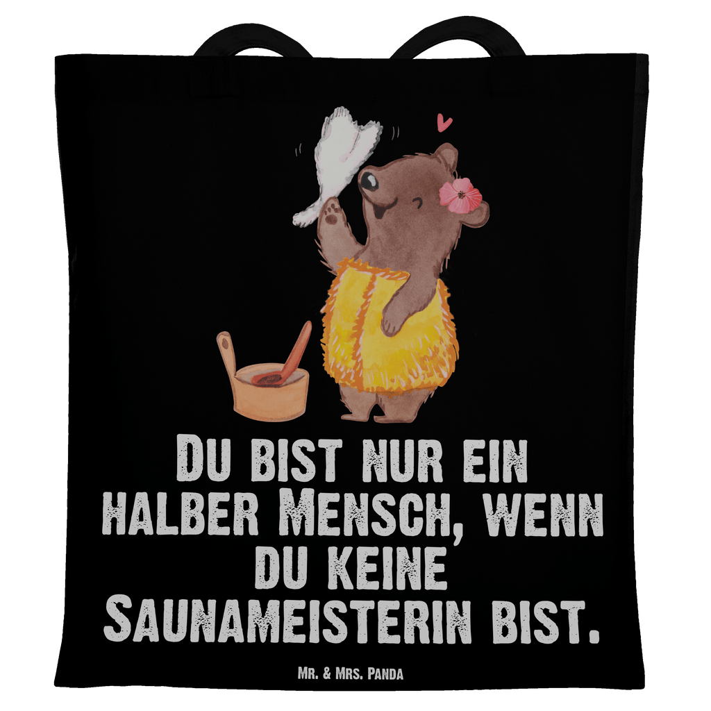 Tragetasche Saunameisterin mit Herz Beuteltasche, Beutel, Einkaufstasche, Jutebeutel, Stoffbeutel, Tasche, Shopper, Umhängetasche, Strandtasche, Schultertasche, Stofftasche, Tragetasche, Badetasche, Jutetasche, Einkaufstüte, Laptoptasche, Beruf, Ausbildung, Jubiläum, Abschied, Rente, Kollege, Kollegin, Geschenk, Schenken, Arbeitskollege, Mitarbeiter, Firma, Danke, Dankeschön