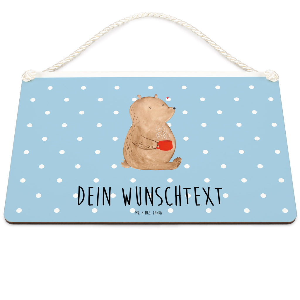 Personalisiertes Deko Schild Bär Kaffee Dekoschild, Deko Schild, Schild, Tür Schild, Türschild, Holzschild, Wandschild, Wanddeko, Bär, Teddy, Teddybär, Kaffee, Coffee, Bären, guten Morgen, Morgenroutine, Welt erobern, Welt retten, Motivation