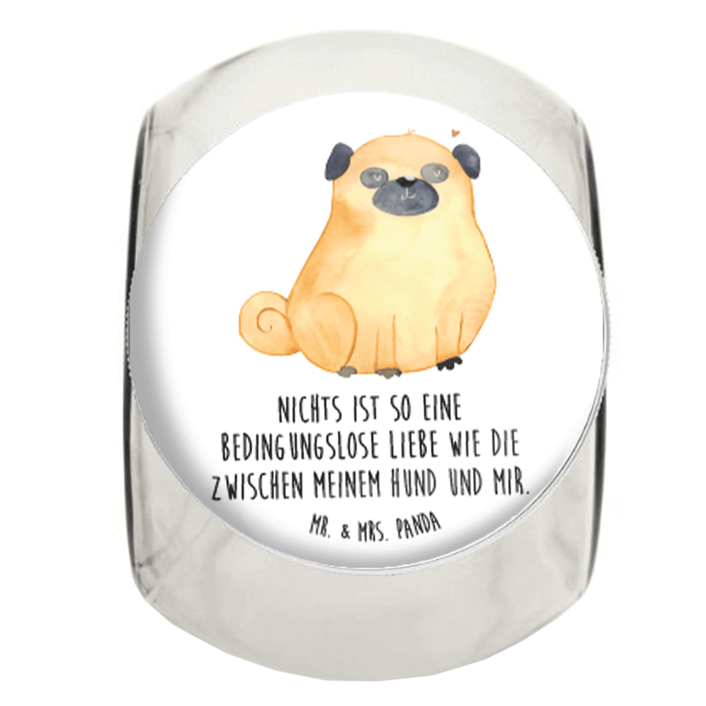 Bonbonglas Mops Vorratsdose, Vorratsbehälter, Süßigkeitenglas, Süßigkeitendose, Kaffeedose, Müslidose, Teedose, Keksbehälter, Keksedose, Glasdose, Glasbälter, Vorratsglas, Küchenbehälter, Aufbewahrungsdose, Aufbewahungsglas, Gewürzdose, Küchenorganizer, Snackdose, Hund, Hundemotiv, Haustier, Hunderasse, Tierliebhaber, Hundebesitzer, Sprüche, Mops, Liebe, Hundeliebe