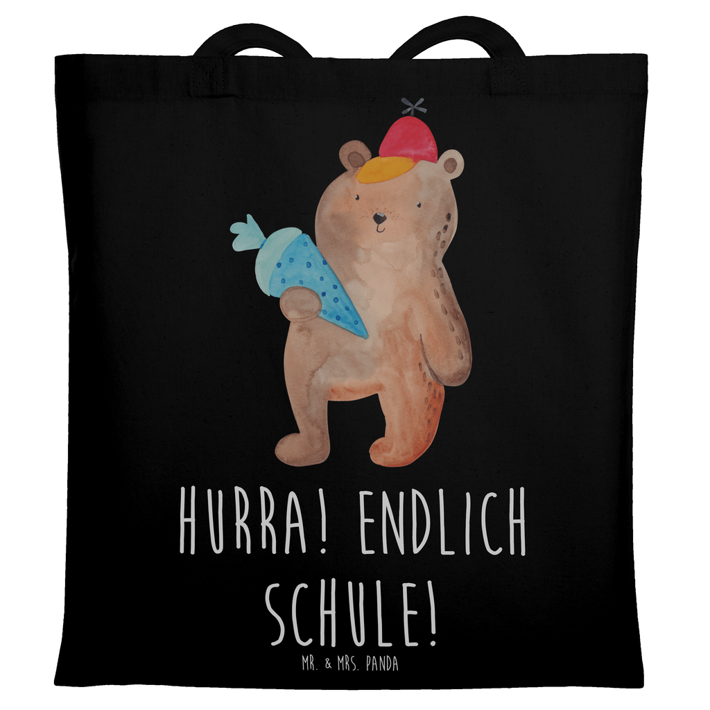 Tragetasche Bär mit Schultüte Beuteltasche, Beutel, Einkaufstasche, Jutebeutel, Stoffbeutel, Tasche, Shopper, Umhängetasche, Strandtasche, Schultertasche, Stofftasche, Tragetasche, Badetasche, Jutetasche, Einkaufstüte, Laptoptasche, Bär, Teddy, Teddybär, Bär Motiv, Schultüte, Erster Schultag Geschenk, Einschulung Geschenk, Schule Geschenk, Grundschule, Schulanfang, Schulbeginn